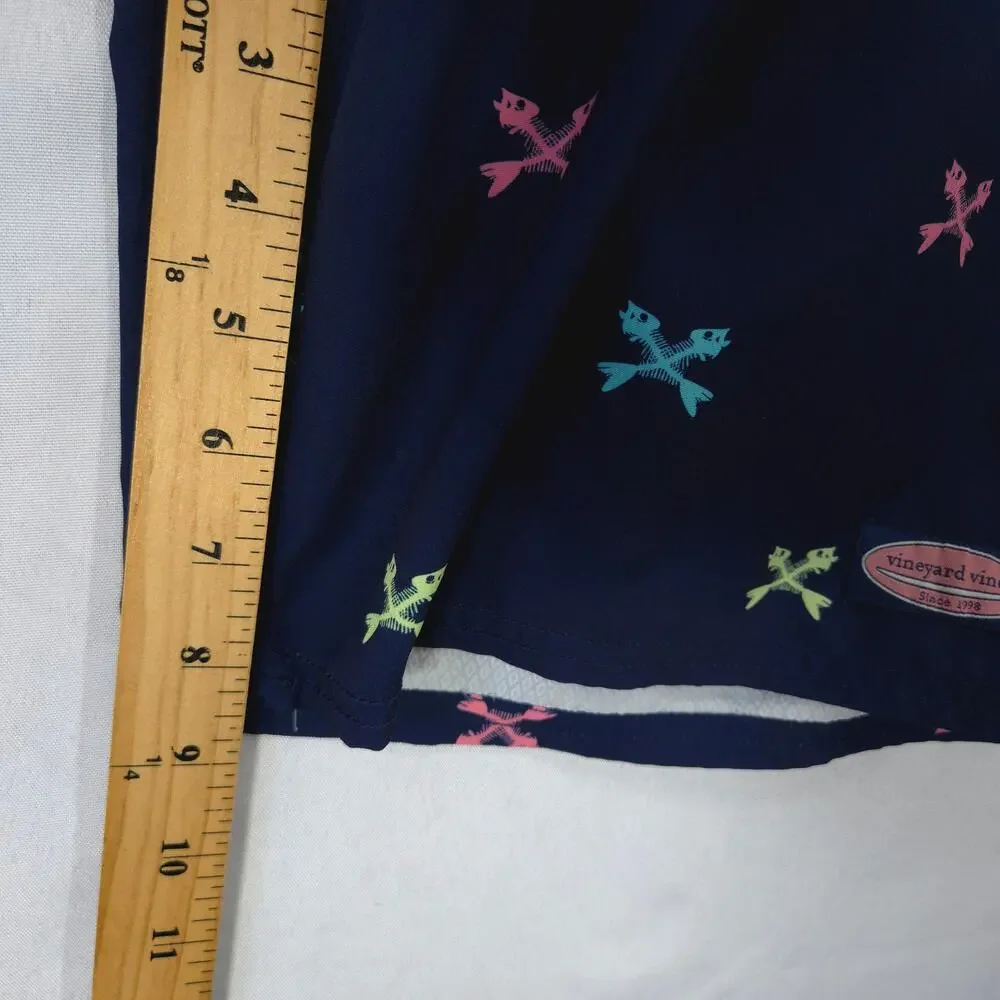 Vineyard Vines Swim Trunks Mens 32 Navy‎ Blue Crossed Fishbones Drawstring